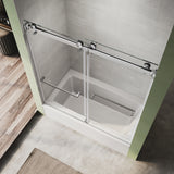 UKD01-56 to 60 in. W x 66in. 2TB H Double Sliding Frameless Shower Door, EnduroShield 3/8 in. Different Glass