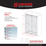 UKD01-56 to 60 in. W x 72 or 76in. 2FP H Double Sliding Frameless Shower Door, EnduroShield 3/8 in. Clear Glass