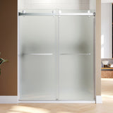 UKD01-56 to 60 in. W x 80in. 2TB H Double Sliding Frameless Shower Door, EnduroShield 3/8 in. Different Glass