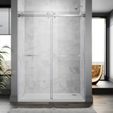 UKD01-61 to 65 in. W x 76 or 80in. 2TB H Double Sliding Frameless Shower Door, EnduroShield 3/8 in. Clear Glass