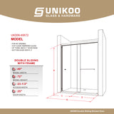 UKD06-  49 or 55 in.W x 72 in. H Double Sliding Semi-Frameless Shower Door, EnduroShield Clear Glass -wholesale