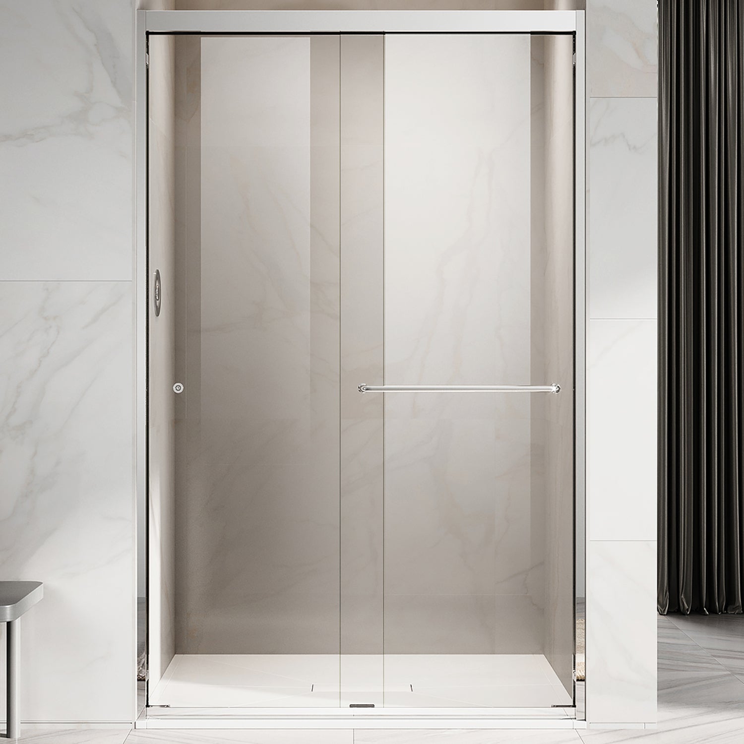 UKD06-  49 or 55 in.W x 72 in. H Double Sliding Semi-Frameless Shower Door, EnduroShield Clear Glass -wholesale