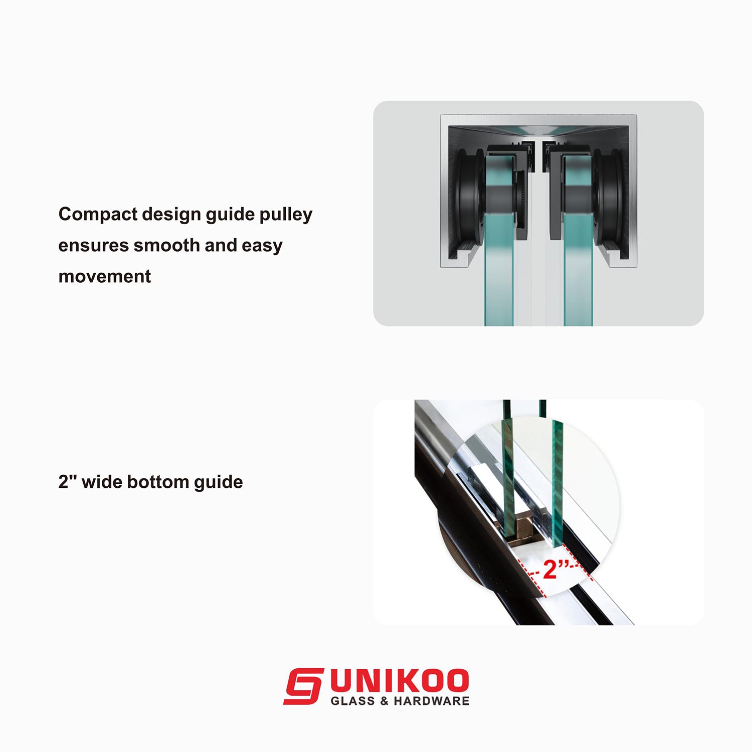 UKD06-56 to 60 in. W x 60 or 66 in. H Double Sliding Semi-Frameless Shower Door, EnduroShield Clear Glass