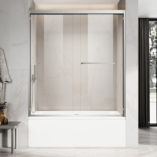 UKD06-56 to 60 in. W x 60 or 66 in. H Double Sliding Semi-Frameless Shower Door, EnduroShield Clear Glass