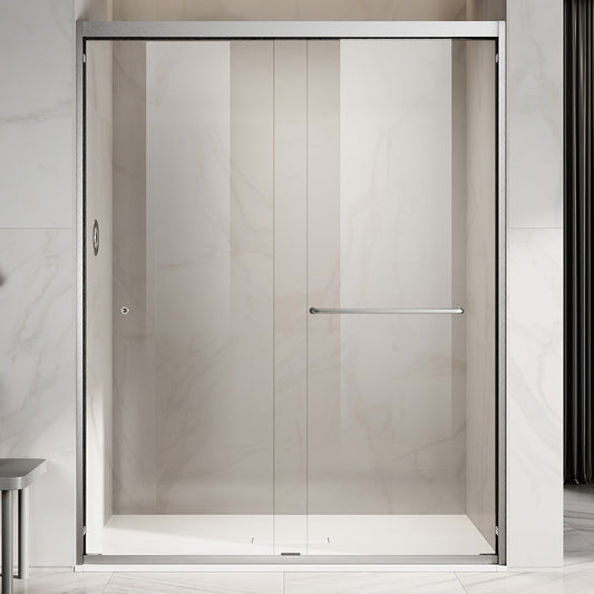 UKD06-56 to 60 in. W x 72 or 76 in. H Double Sliding Semi-Frameless Shower Door, EnduroShield Clear Glass