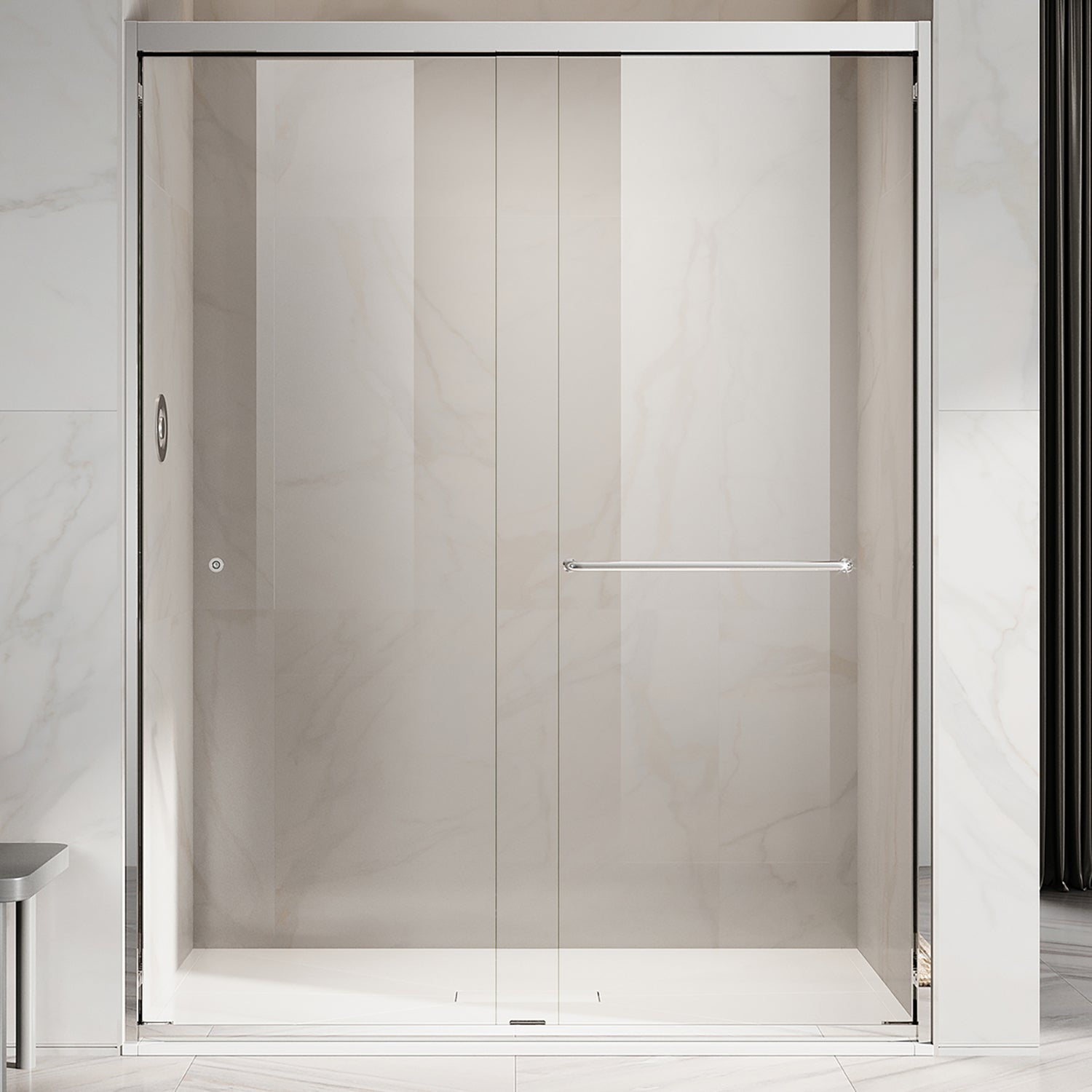 UKD06-56 to 60 in. W x 72 or 76 in. H Double Sliding Semi-Frameless Shower Door, EnduroShield Clear Glass