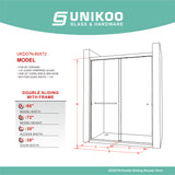 UKD07N-61 to 72 in. W x 76 in. H Double Sliding Semi-Frameless Shower Door, EnduroShield Clear Glass