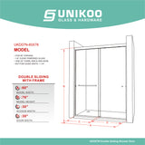 UKD07N-43 to 55 in. W x 76 in. H Double Sliding Semi-Frameless Shower Door, EnduroShield Clear Glass