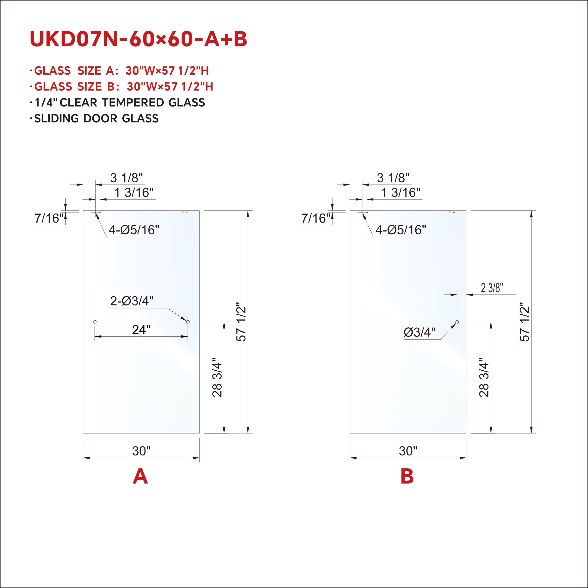 UKD07N-SLIDING DOOR GLASS (A+B)