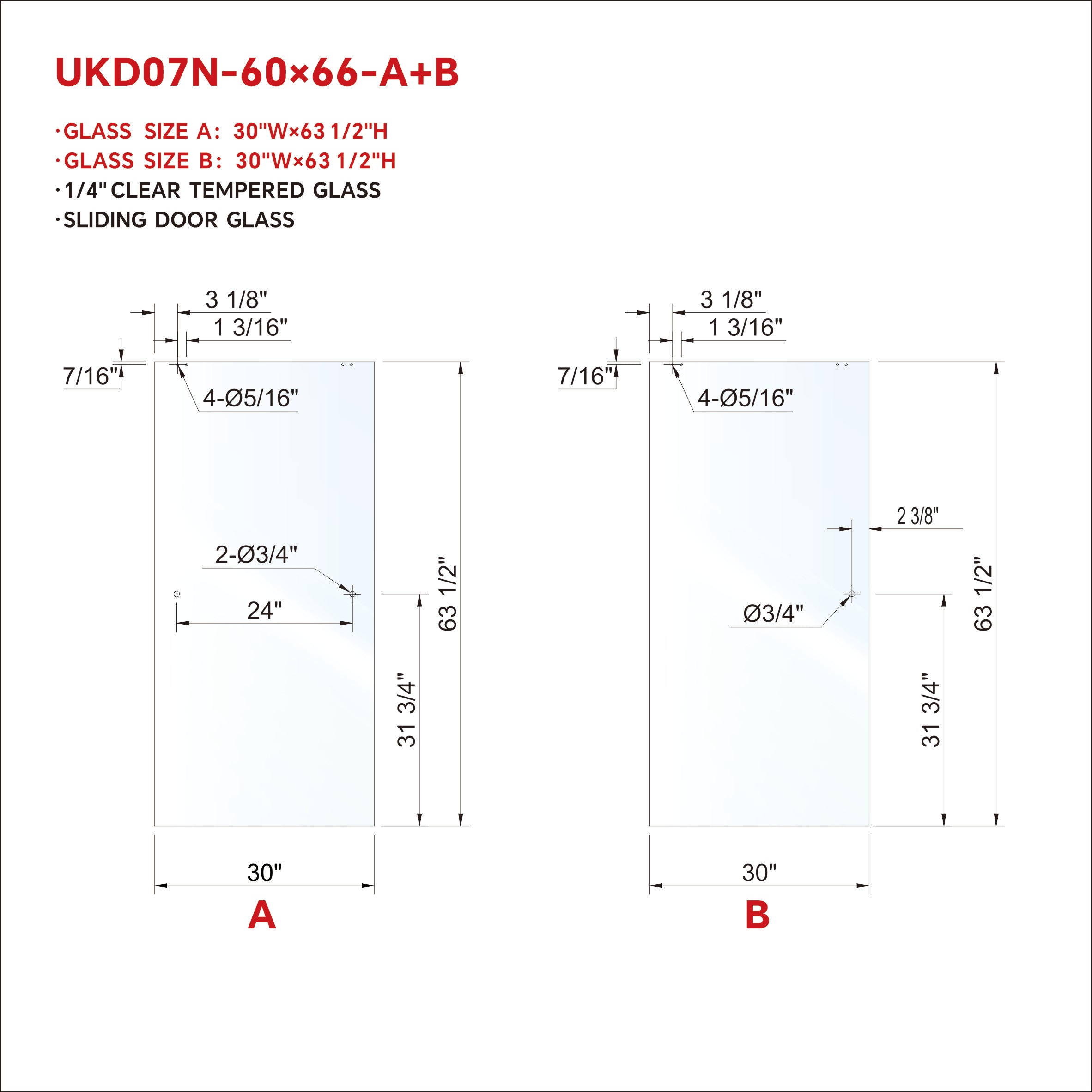 UKD07N-SLIDING DOOR GLASS (A+B)