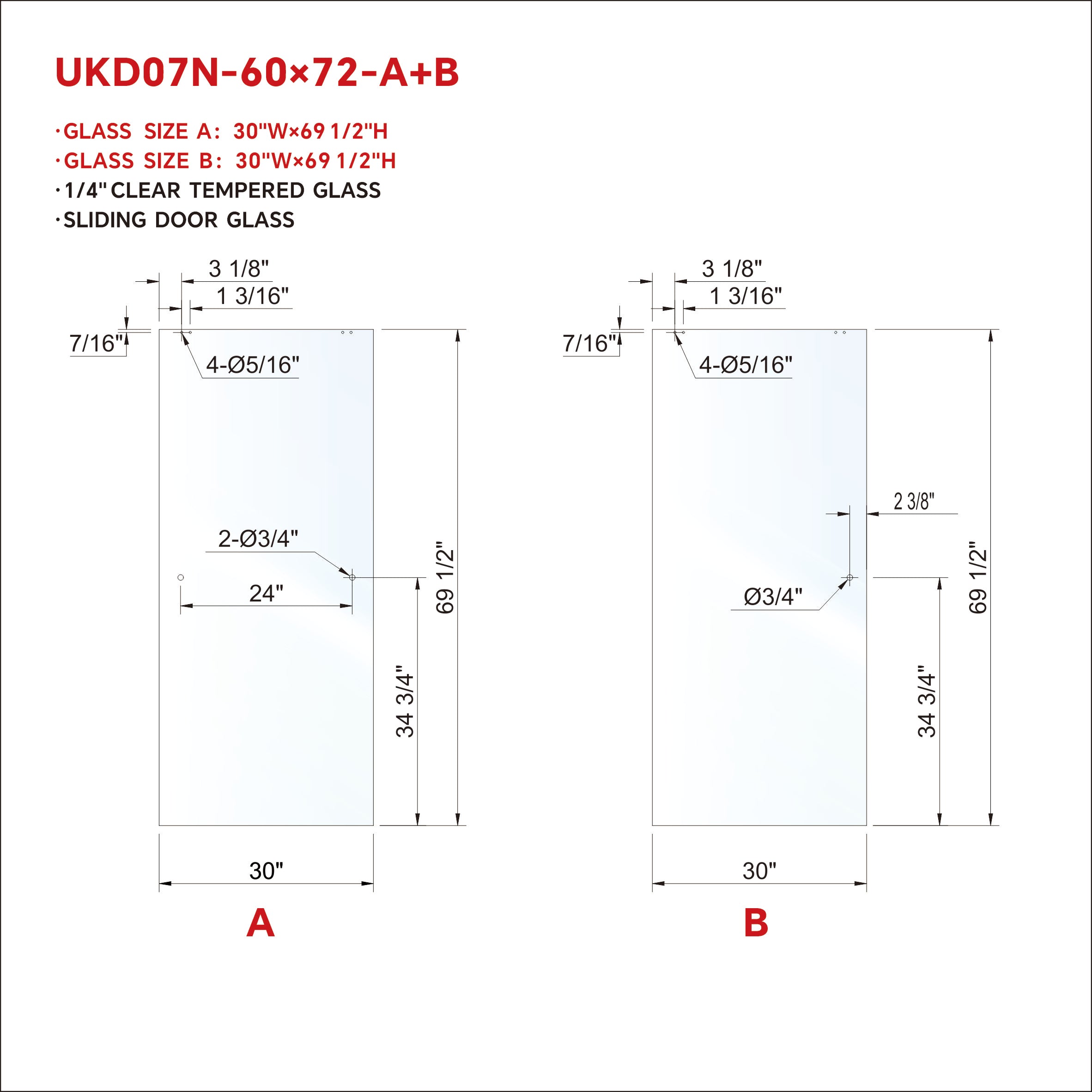 UKD07N-SLIDING DOOR GLASS (A+B)