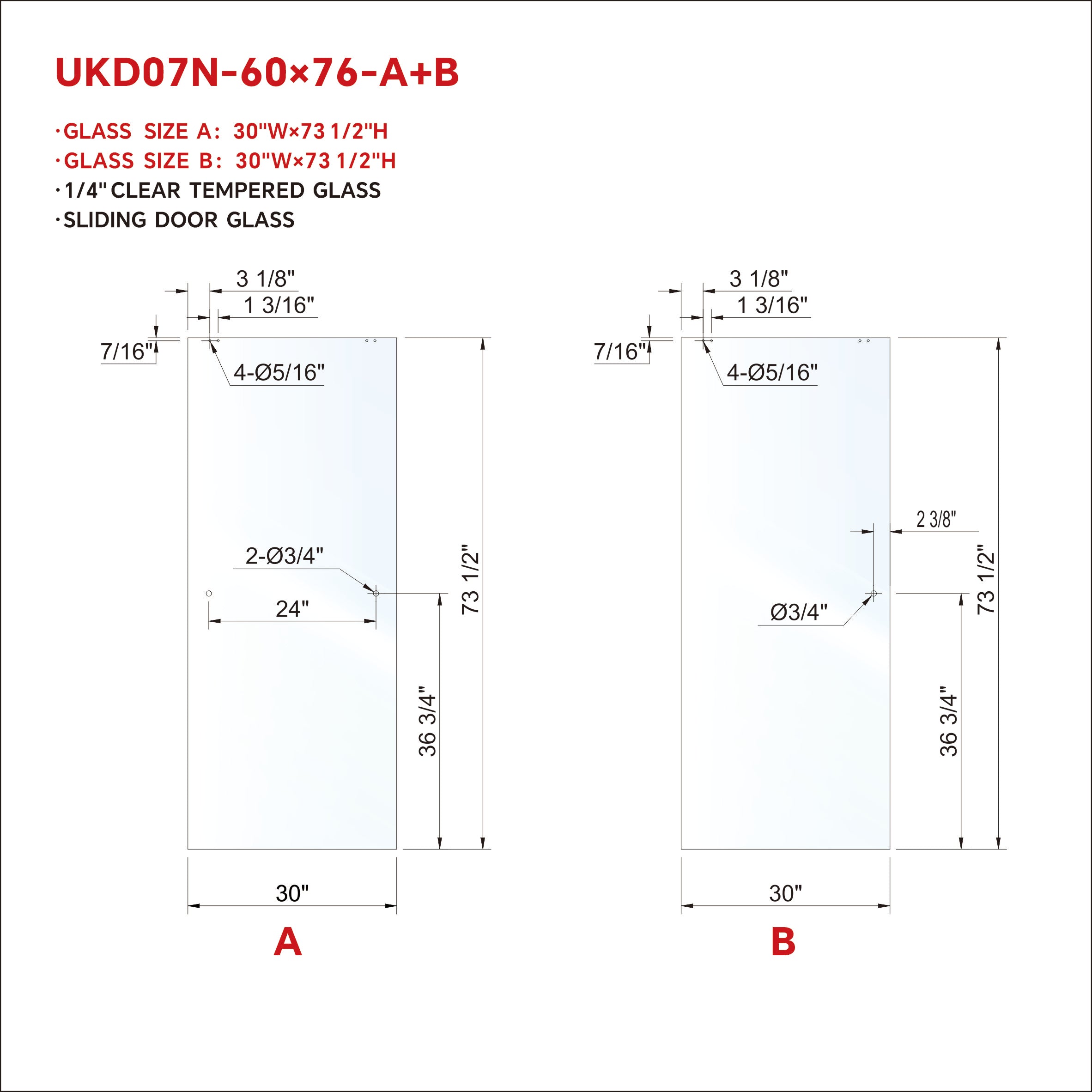 UKD07N-SLIDING DOOR GLASS (A+B)