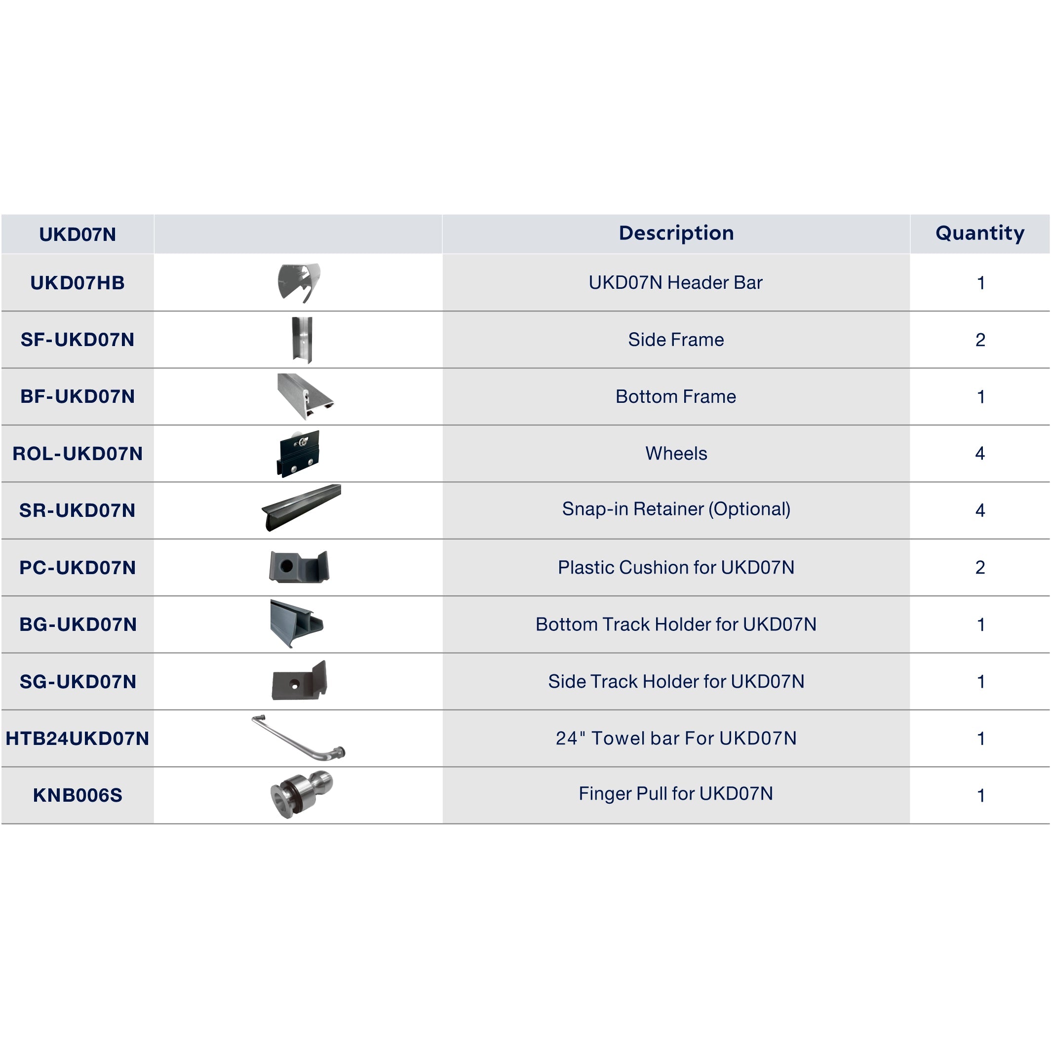UKD07NKD 60inX72in SLIDING DOOR HARDWARE KIT