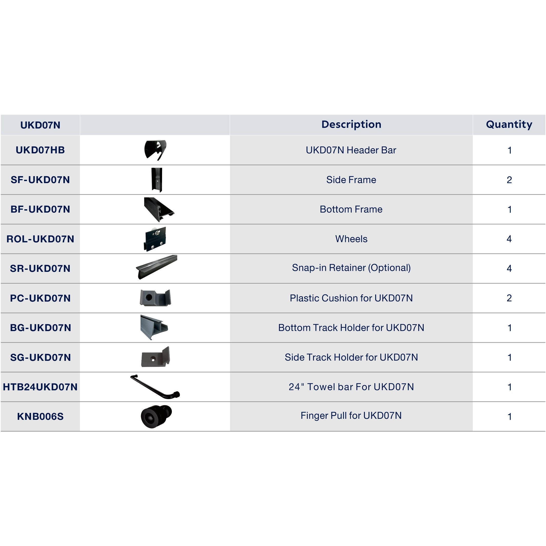 UKD07NKD 60inX72in SLIDING DOOR HARDWARE KIT