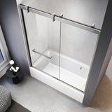 UKD08- Puerta de bañera corredera doble semiframeless de 56-60 pulgadas de ancho x 66 pulgadas de alto con EnduroShield en vidrio transparente