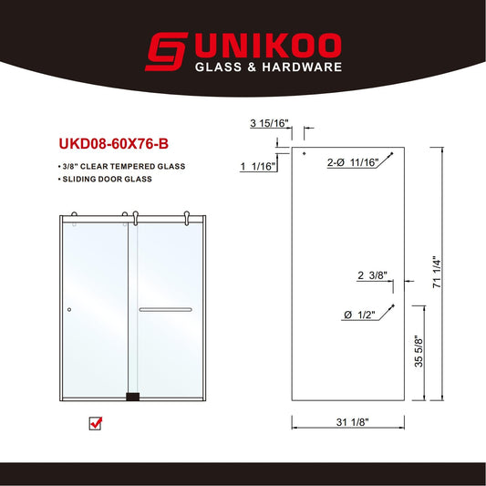 UKD08 60' X 76' SLIDING DOOR GLASS WITH ENDURO SHIELD COATING