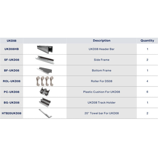 UKD08KD 60' X 76' SLIDING DOOR HARDWARE KIT TWO TOWEL BARS