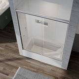 UKD12-56 to 60 in. W x 60 in. H Double Sliding Semi-Frameless Shower Door, EnduroShield Clear Glass