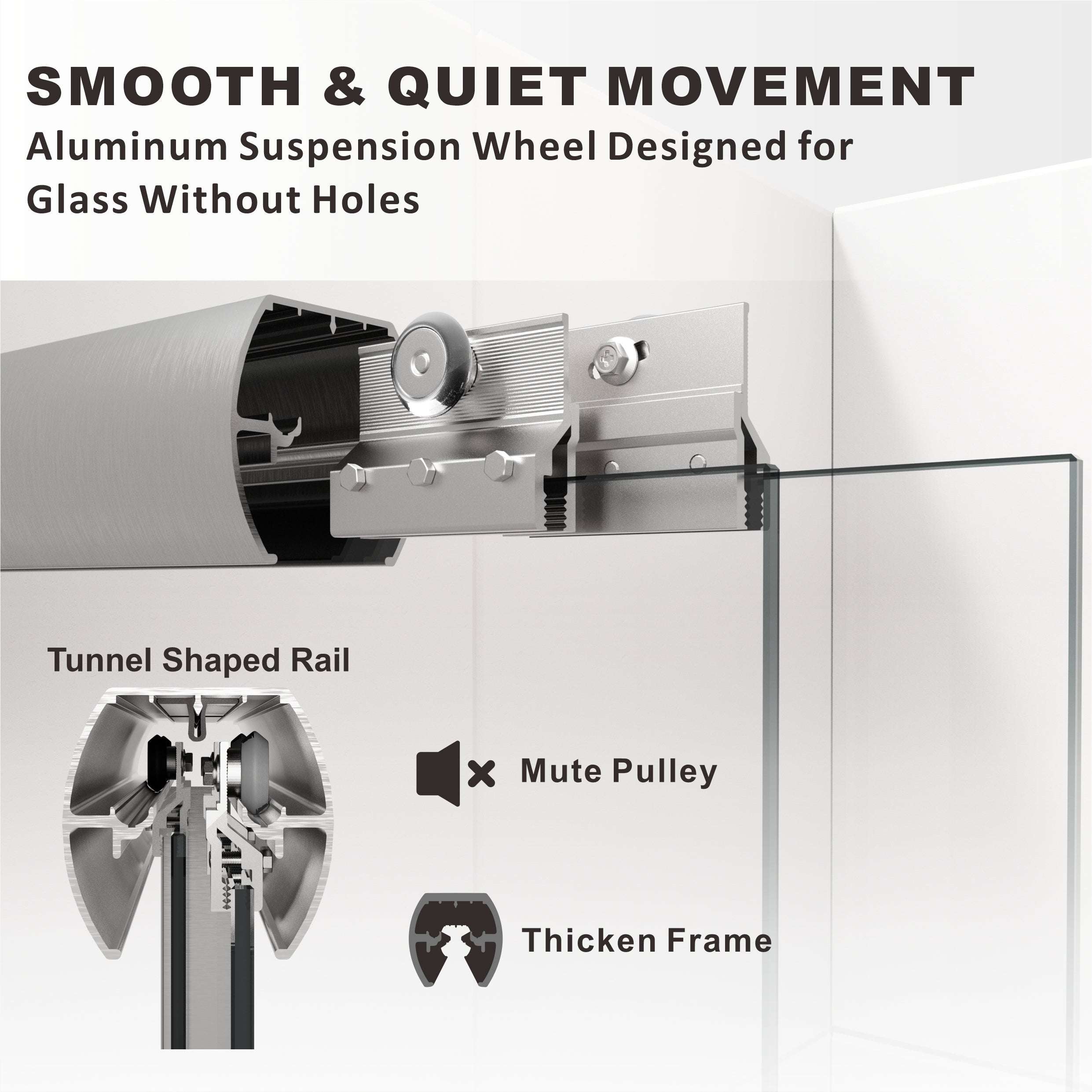 Puerta de ducha doble corredera semiframeless UKD12-56 a 60 pulgadas de ancho x 70, 76 y 80 pulgadas de alto, vidrio transparente EnduroShield