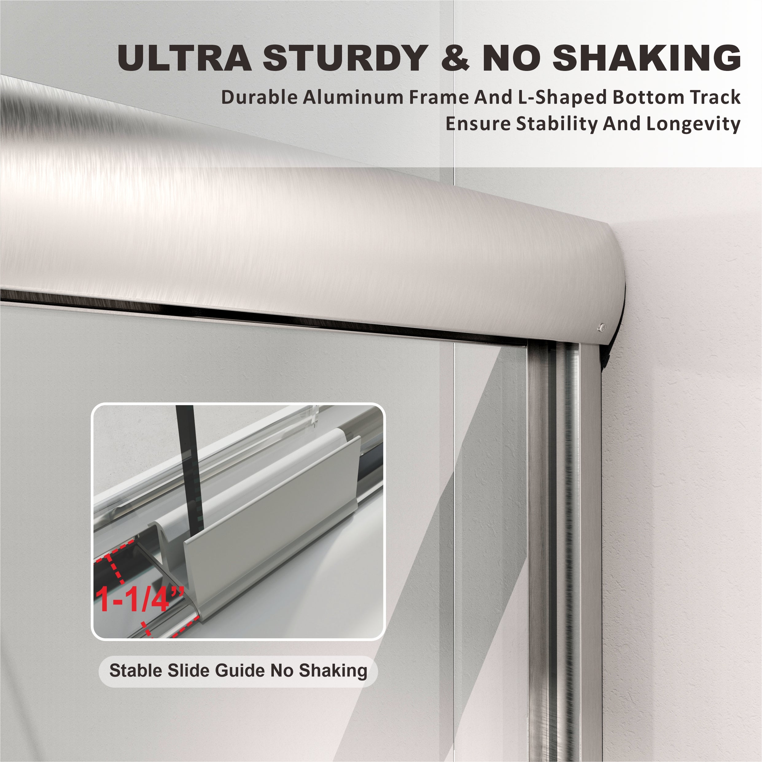 Puerta de ducha doble corredera semiframeless UKD12-56 a 60 pulgadas de ancho x 70, 76 y 80 pulgadas de alto, vidrio transparente EnduroShield