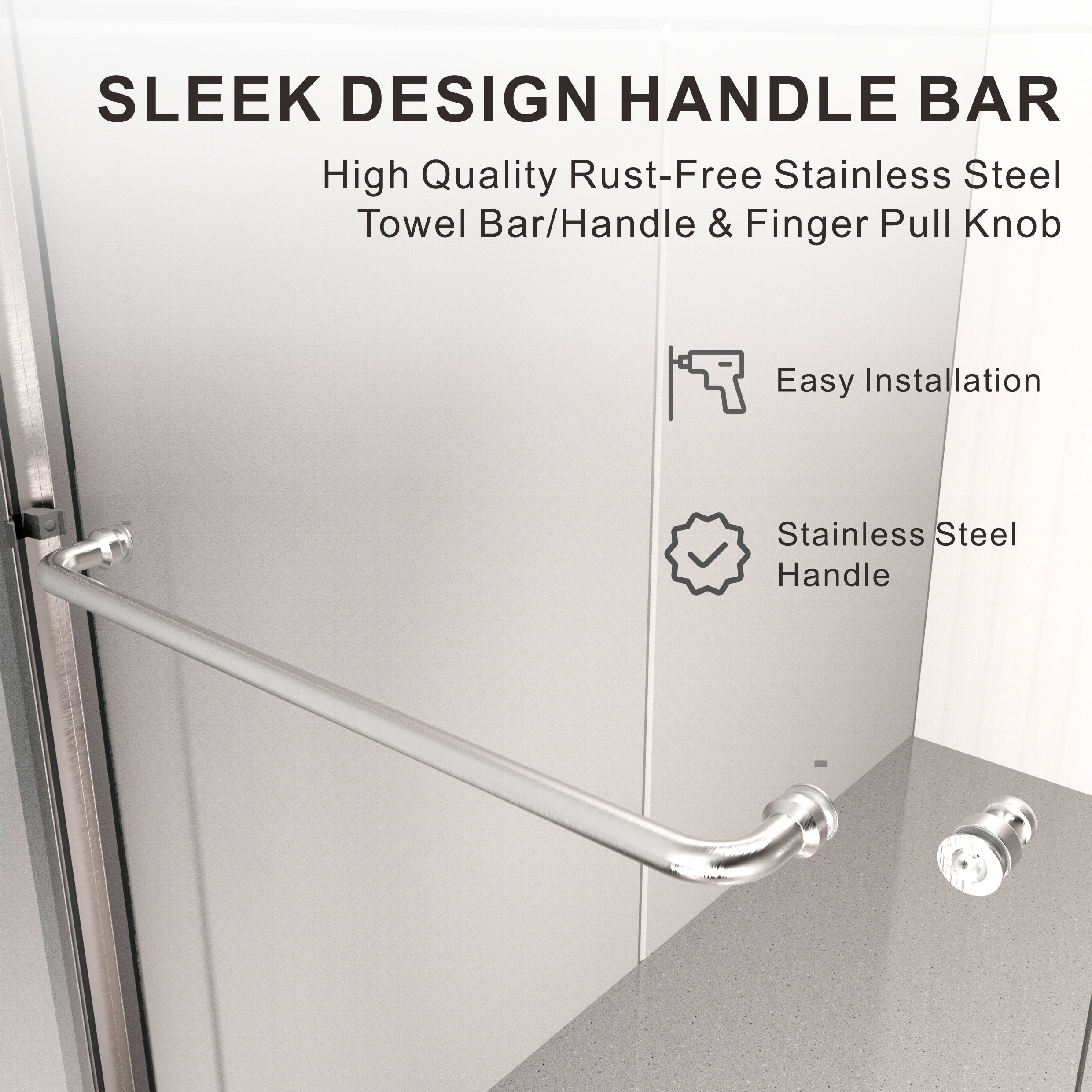 UKD12-56 to 60 in. W x 60 in. H Double Sliding Semi-Frameless Shower Door, EnduroShield Clear Glass