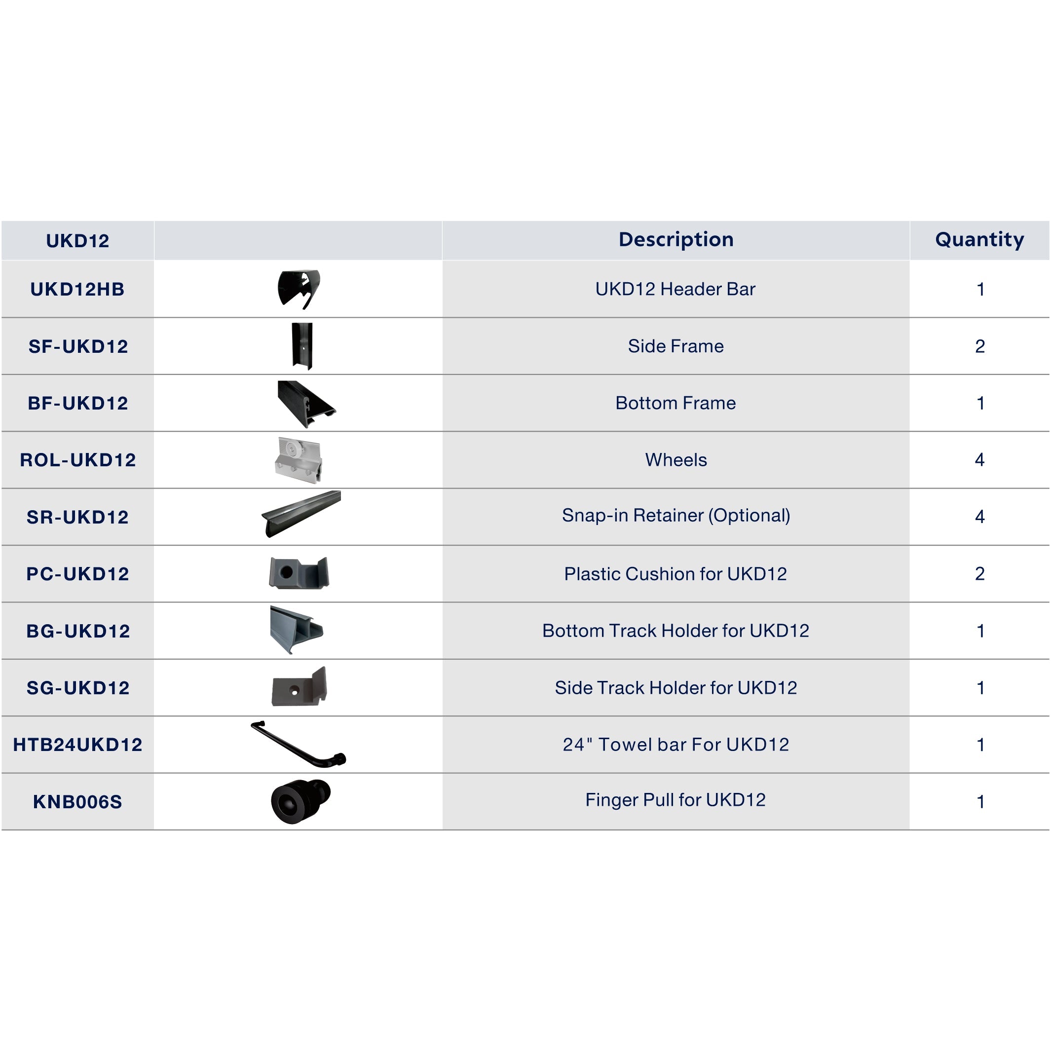 UKD12 60' X 70' SLIDING DOOR HARDWARE KIT