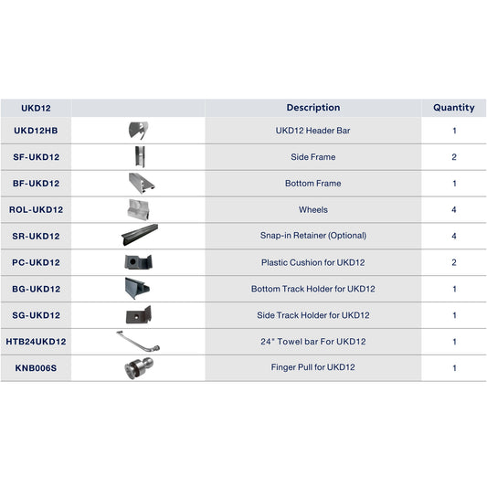 UKD12 72' X 76' SLIDING DOOR HARDWARE KIT