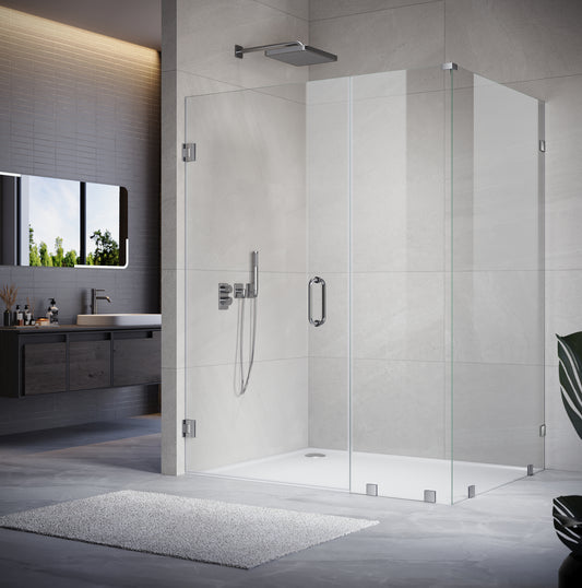 UKH07 71-1/8 to 72 in. W X 34 to 40 in. D X 80 in. H Frameless Hinged Shower Door with EnduroShield 3/8 in. Clear Glass with 30 in. Door Panel