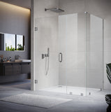 UKH07 69-1/8 to 70 in. W X 34 to 40 in. D X 80 in. H Frameless Hinged Shower Door with EnduroShield 3/8 in. Clear Glass with 30 in. Door Panel