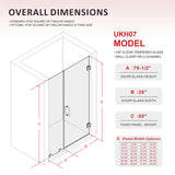 45-1/8 in. to 49 in. W X 80 in. H Frameless Hinged Shower Door with EnduroShield 3/8 in. Clear Glass - 26/28in. Door Panel