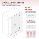 69-1/8 in. to 72 in. W X 80 in. H Frameless Hinged Shower Door in Brushed Nickel with EnduroShield 3/8 in. Clear Glass - 30/32 in. Door Panel