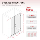 69-1/8 in. to 72 in. W X 80 in. H Frameless Hinged Shower Door in Brushed Nickel with EnduroShield 3/8 in. Clear Glass - 30/32 in. Door Panel