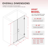 64-1/8 in. to 65 in. W X 80 in. H Frameless Swing Shower Door in with Double 3/8" (10mm) Certified Tempered Clear Glass in 30/32 in. Door Panel