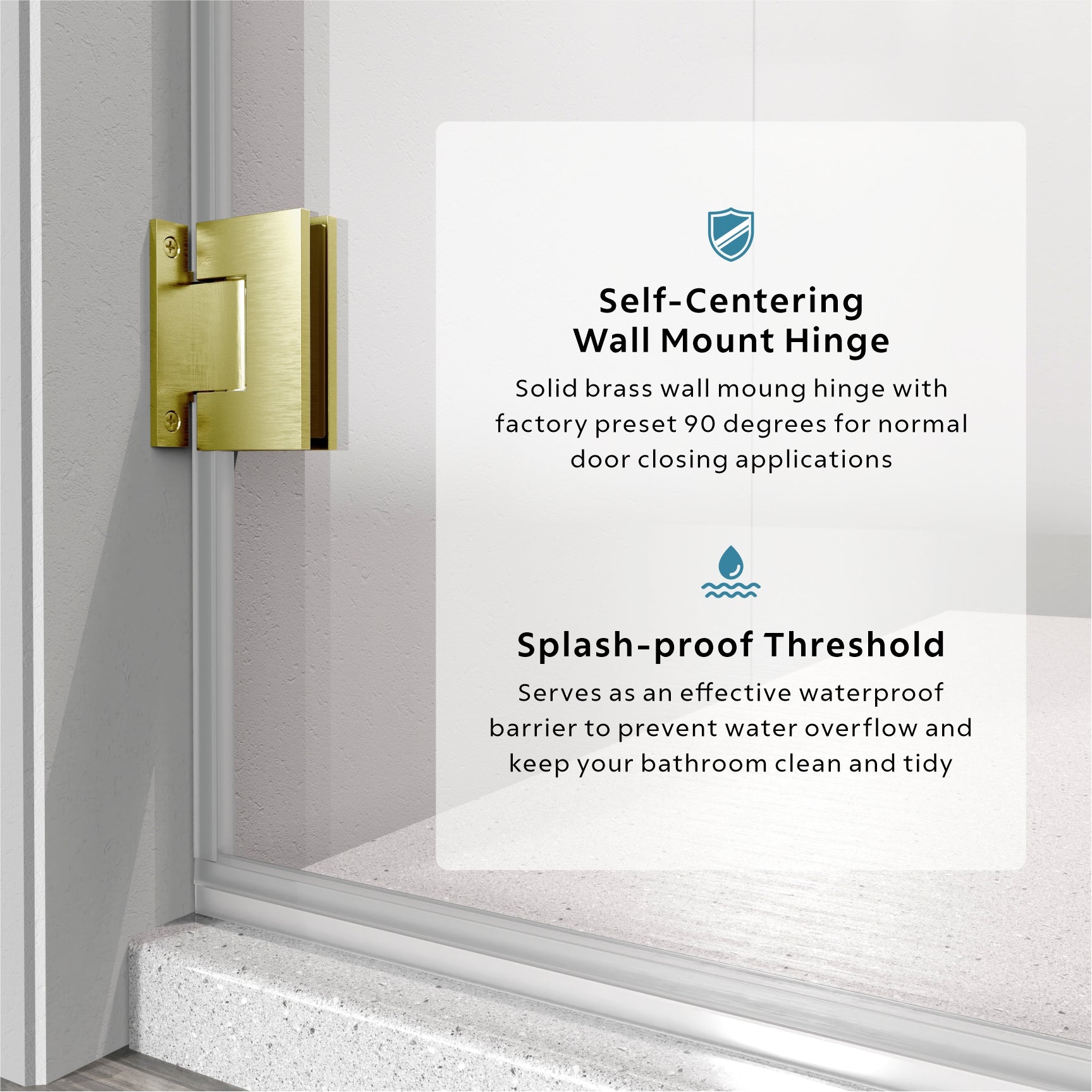 UKH07A 24-3/8 in. to 25 in. W X 80 in. H Frameless Hinged Shower Door with EnduroShield 3/8 in. Clear Glass