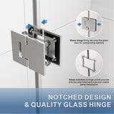 UKH07B3D 46-47 in. W x 80 in. H Frameless  Glass-to-Glass Hinged Swing Shower Door  with 3/8 in. SGCC Certified Tempered Glass