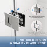 UKH07B3D 46-47 in. W x 80 in. H Frameless  Glass-to-Glass Hinged Swing Shower Door  with 3/8 in. SGCC Certified Tempered Glass