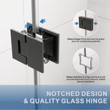 UKH07B3D 46-47 in. W x 80 in. H Frameless  Glass-to-Glass Hinged Swing Shower Door  with 3/8 in. SGCC Certified Tempered Glass