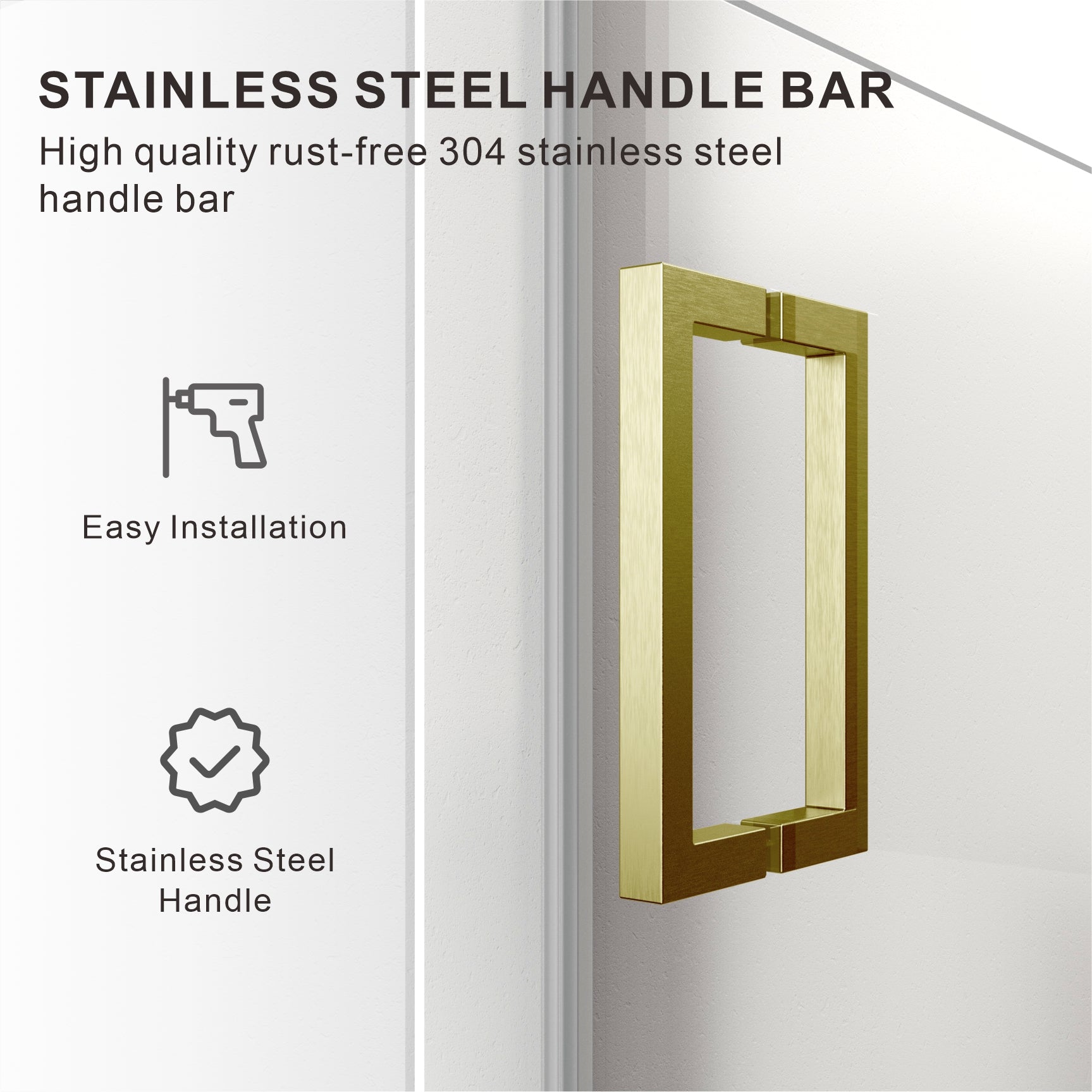 UKH07B3D 46-47 in. W x 80 in. H Frameless  Glass-to-Glass Hinged Swing Shower Door  with 3/8 in. SGCC Certified Tempered Glass