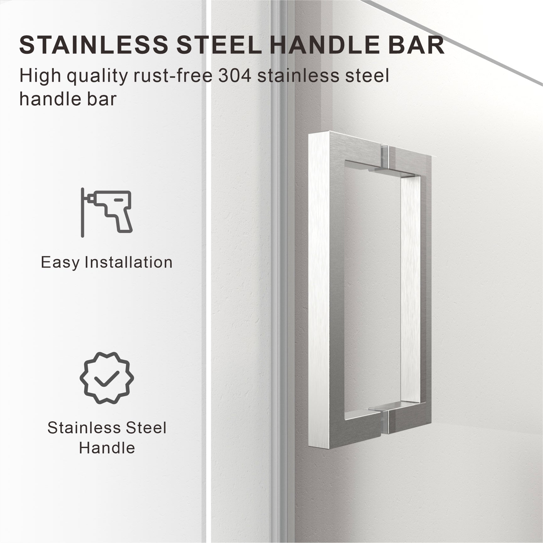 UKH07B3D 46-47 in. W x 80 in. H Frameless  Glass-to-Glass Hinged Swing Shower Door  with 3/8 in. SGCC Certified Tempered Glass