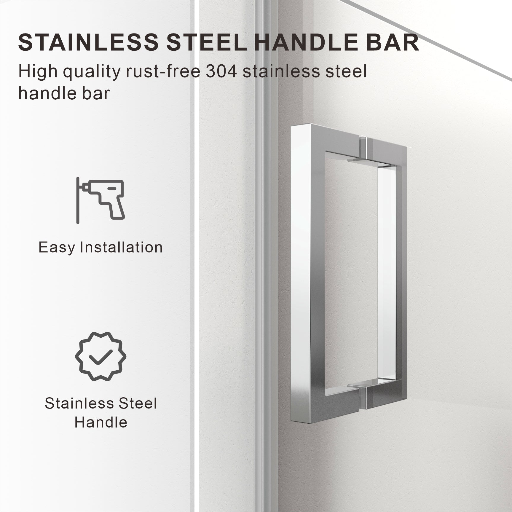 UKH07B3D 46-47 in. W x 80 in. H Frameless  Glass-to-Glass Hinged Swing Shower Door  with 3/8 in. SGCC Certified Tempered Glass