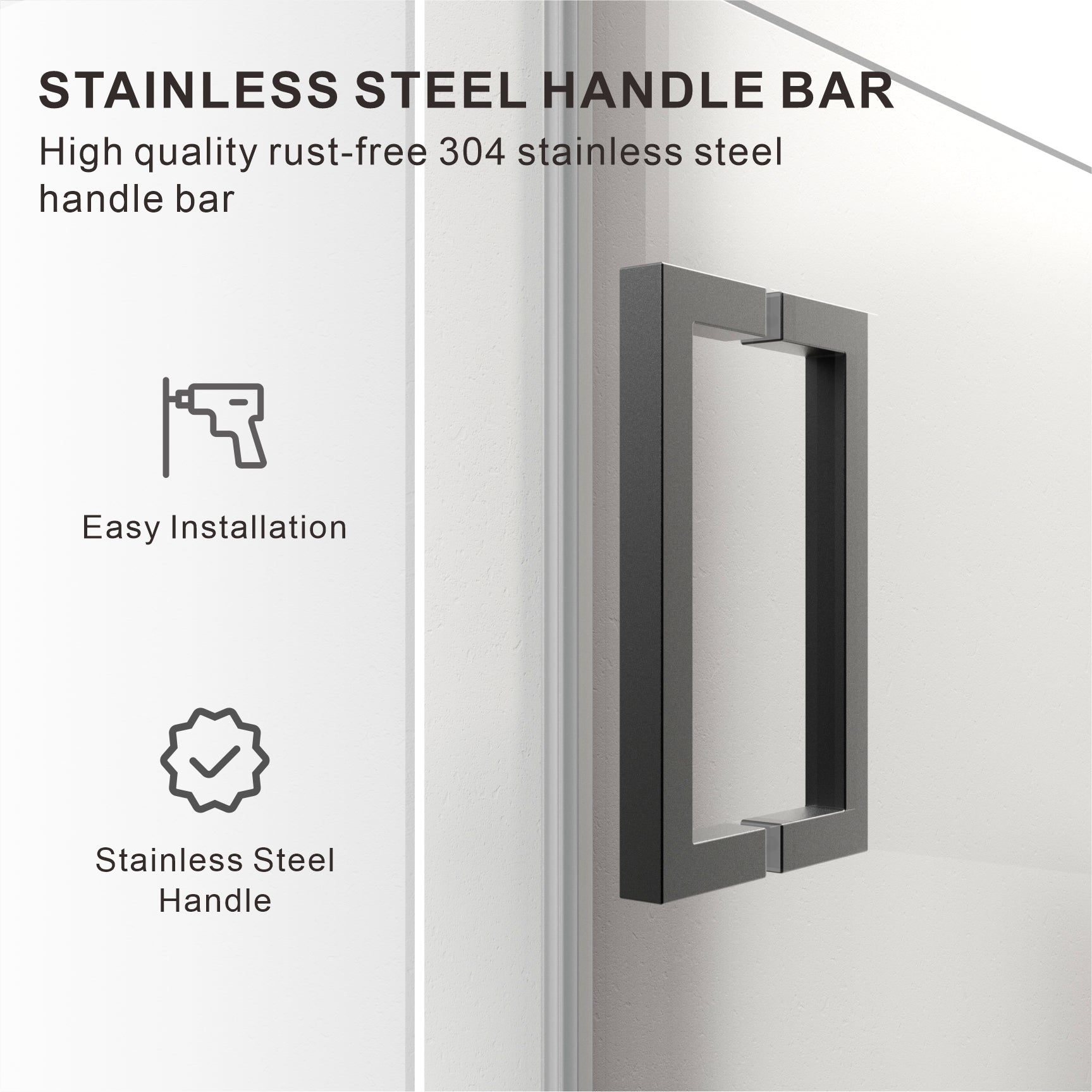UKH07B3D 46-47 in. W x 80 in. H Frameless  Glass-to-Glass Hinged Swing Shower Door  with 3/8 in. SGCC Certified Tempered Glass