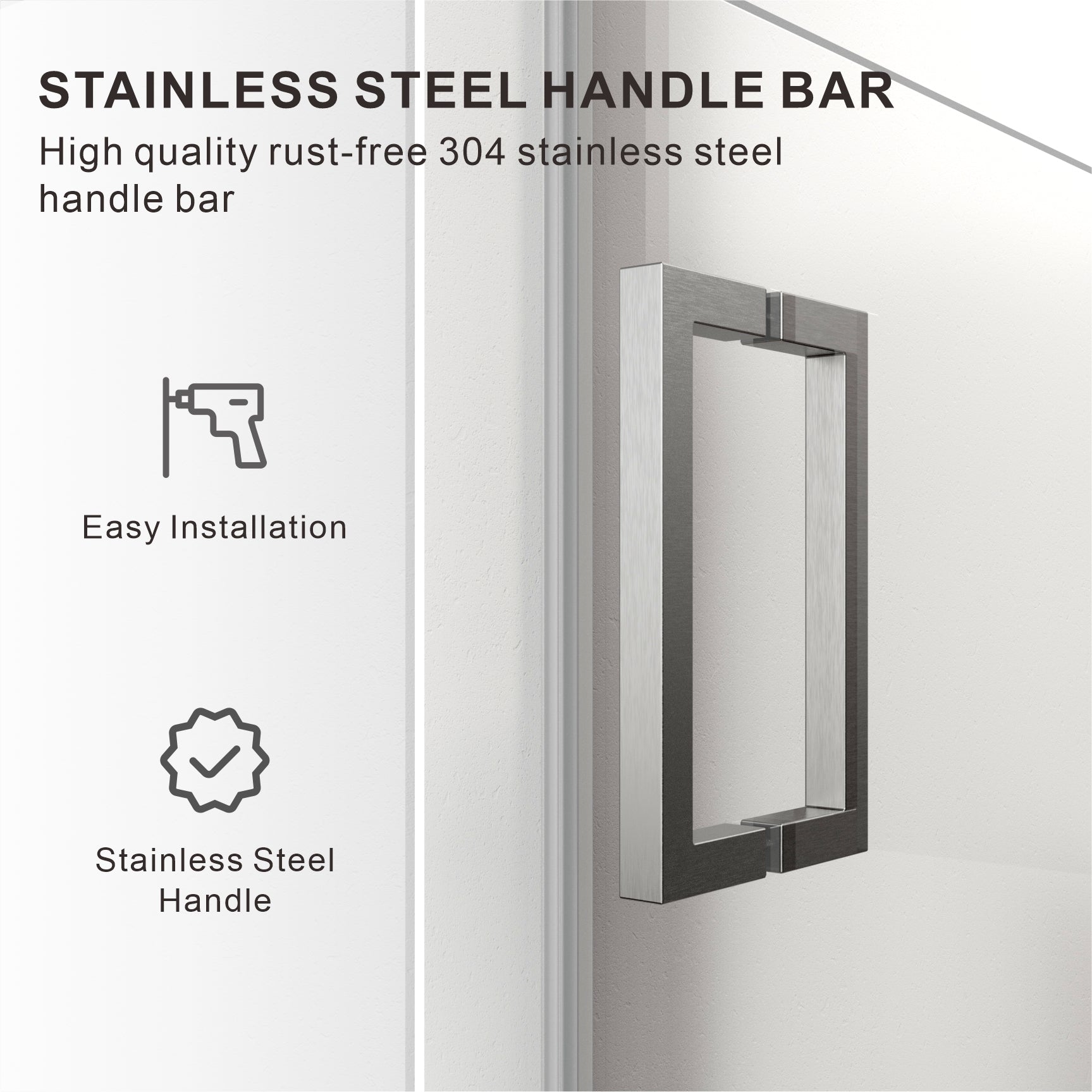 UKH07B3D 46-47 in. W x 80 in. H Frameless  Glass-to-Glass Hinged Swing Shower Door  with 3/8 in. SGCC Certified Tempered Glass