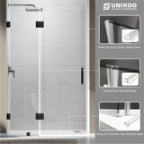 UKH07B3D 46-47 in. W x 80 in. H Frameless  Glass-to-Glass Hinged Swing Shower Door  with 3/8 in. SGCC Certified Tempered Glass
