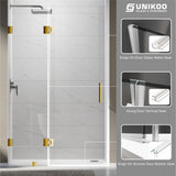 UKH07B3D 46-47 in. W x 80 in. H Frameless  Glass-to-Glass Hinged Swing Shower Door  with 3/8 in. SGCC Certified Tempered Glass