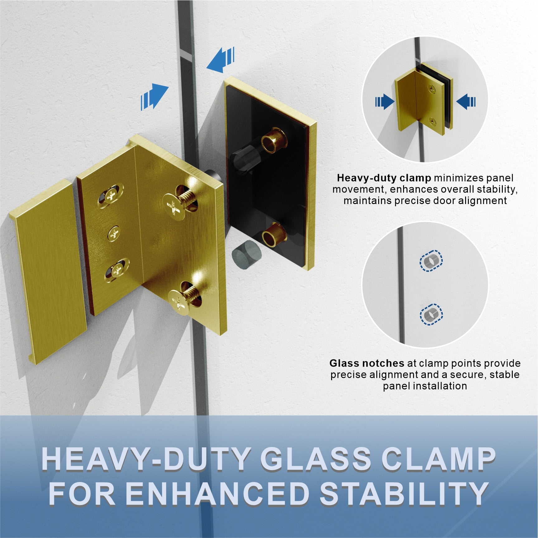 UKH07B3D 46-47 in. W x 80 in. H Frameless  Glass-to-Glass Hinged Swing Shower Door  with 3/8 in. SGCC Certified Tempered Glass