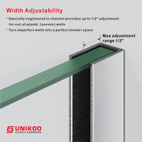 69-1/8 in. to 72 in. W X 80 in. H Frameless Hinged Shower Door in Brushed Nickel with EnduroShield 3/8 in. Clear Glass - 30/32 in. Door Panel