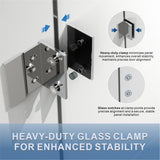 UKH07B3D 46-47 in. W x 80 in. H Frameless  Glass-to-Glass Hinged Swing Shower Door  with 3/8 in. SGCC Certified Tempered Glass