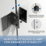 UKH07B3D 46-47 in. W x 80 in. H Frameless  Glass-to-Glass Hinged Swing Shower Door  with 3/8 in. SGCC Certified Tempered Glass