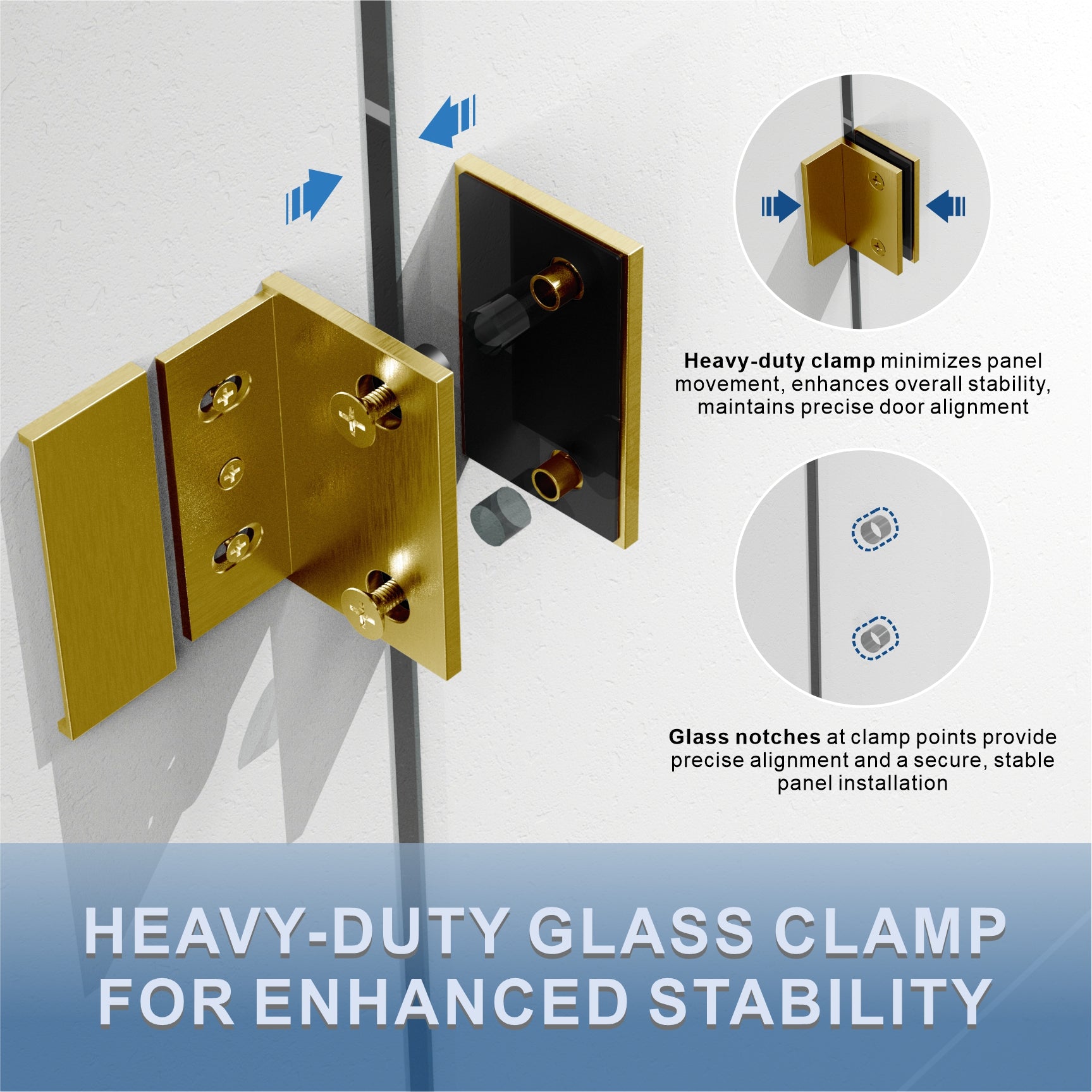 UKH07B3D 46-47 in. W x 80 in. H Frameless  Glass-to-Glass Hinged Swing Shower Door  with 3/8 in. SGCC Certified Tempered Glass