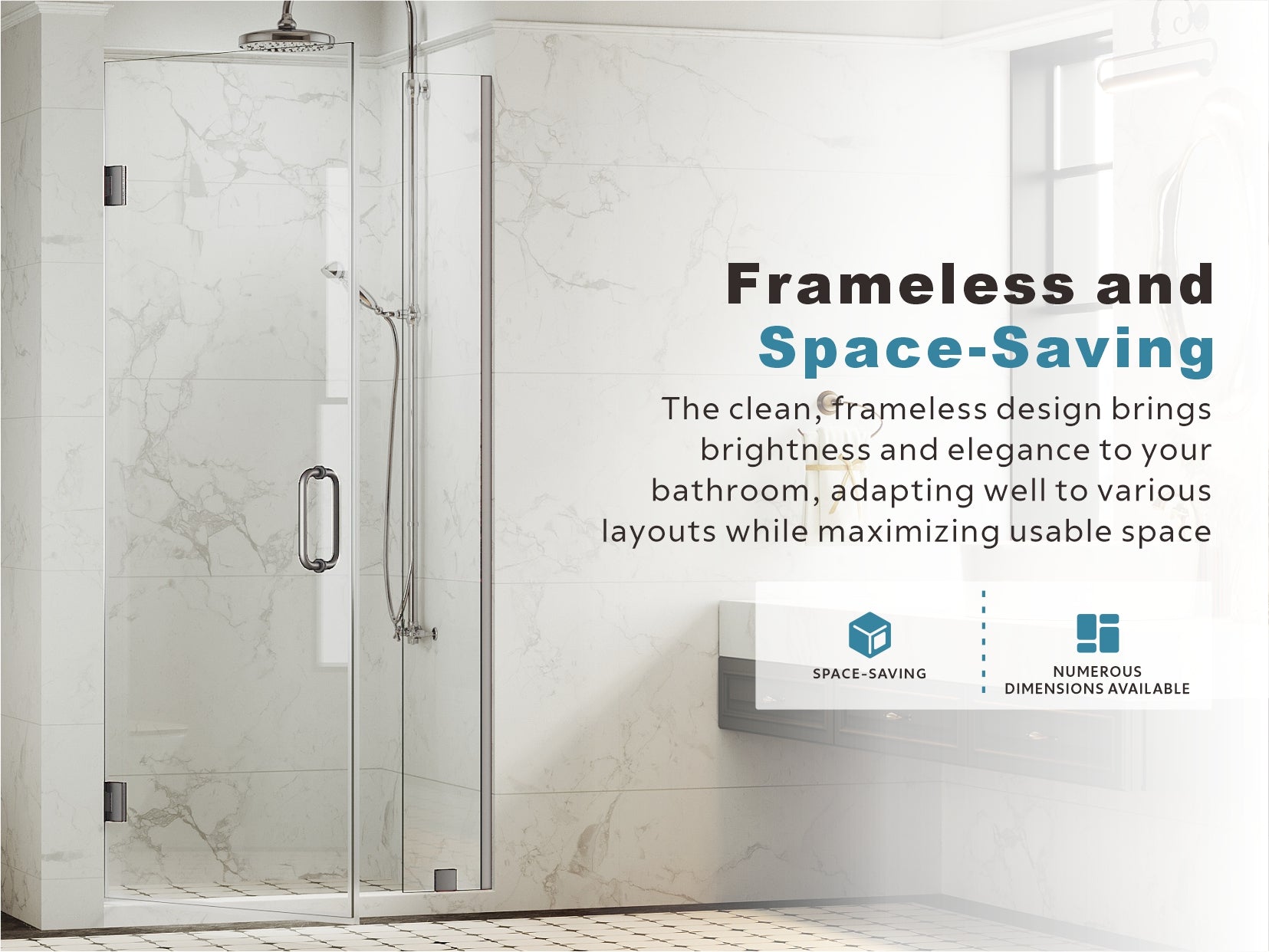 69-1/8 in. to 72 in. W X 80 in. H Frameless Hinged Shower Door in Brushed Nickel with EnduroShield 3/8 in. Clear Glass - 30/32 in. Door Panel